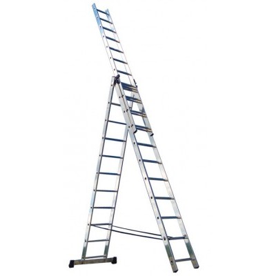 Лестница трехсекционная, алюминиевая РемоКолор Profi 10 ступеней (2.88м-6.76м)