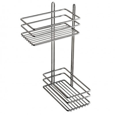 D27 Угловая/прямоугольная полка 2-х ярусная плоский борт, хром