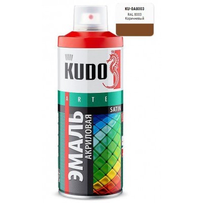Аэрозольная краска акриловая satin KUDO KU-0A8003 коричневая RAL 8003 520 мл.