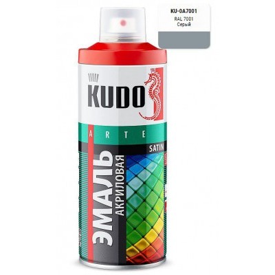 Аэрозольная краска акриловая satin KUDO KU-0A7001 серая RAL 7001 520 мл.
