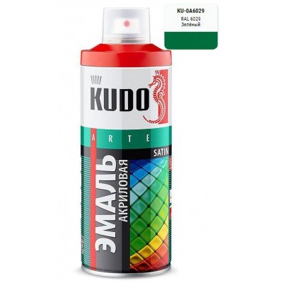 Аэрозольная краска акриловая satin KUDO KU-0A6029 зеленая RAL 6029 520 мл.