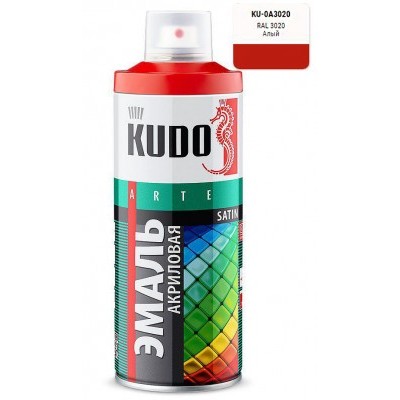 Аэрозольная краска акриловая satin KUDO KU-0A3020 алая RAL 3020 520 мл.