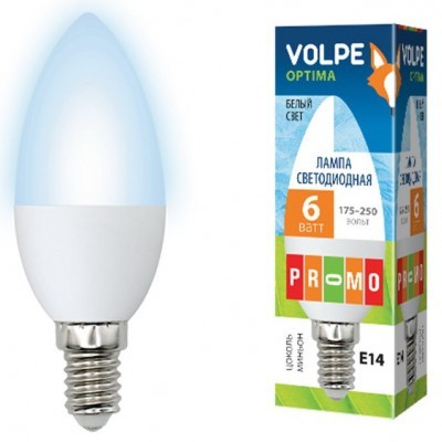 Лампа Volpe LED С37-6W/NW/4200/E14/FR/O