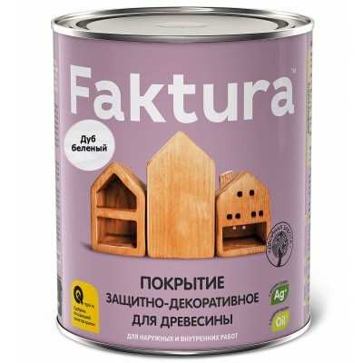 Защитно-декоративное покрытие для древесины Faktura беленый дуб 0.7л