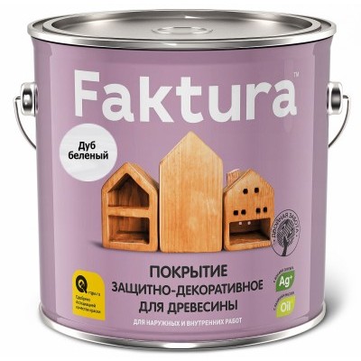 Защитно-декоративное покрытие для древесины Faktura беленый дуб 2.5л