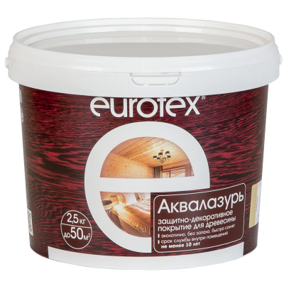 Защитно-декоративное покрытие Аквалазурь Eurotex канадский орех 2.5кг