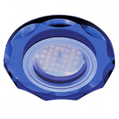 Светильник Ecola GU5.3 MR16 DL1653 25*90 круг с вогн.гранями Голубой/Хром