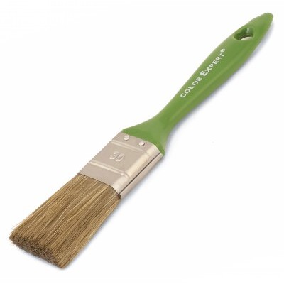 Кисть плоская 30мм смешанная щетина, зеленая ручка Color Expert