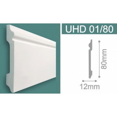 Плинтус напольный UHD01/80мм,белый 2.4м