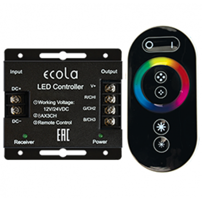Контроллер Ecola 12V/24А 288W RGB с кольцевым сенсорным черный радиопультом